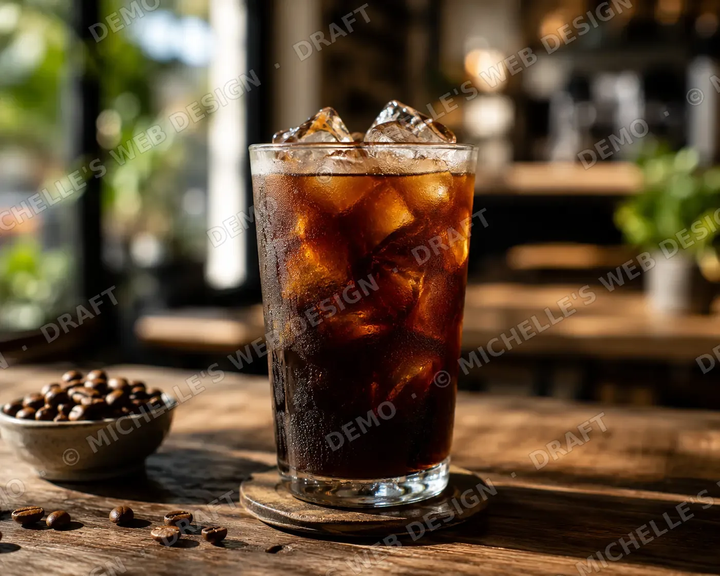 Glass of slow-steeped cold brew coffee over ice