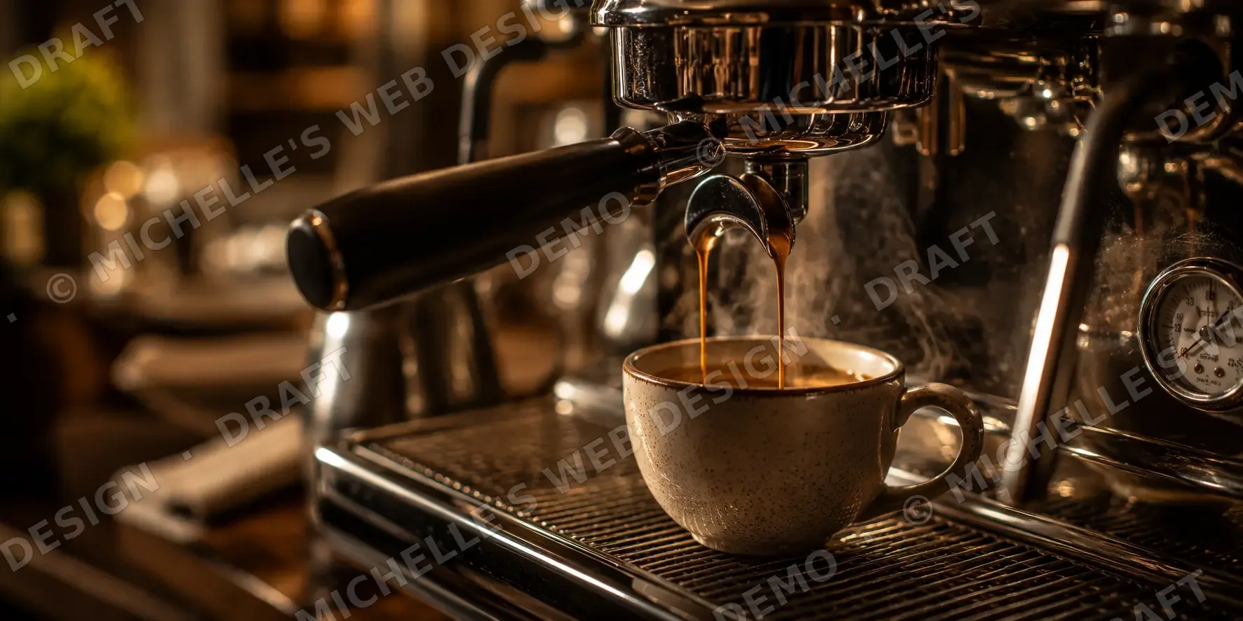 Fresh espresso shot pulling from the machine